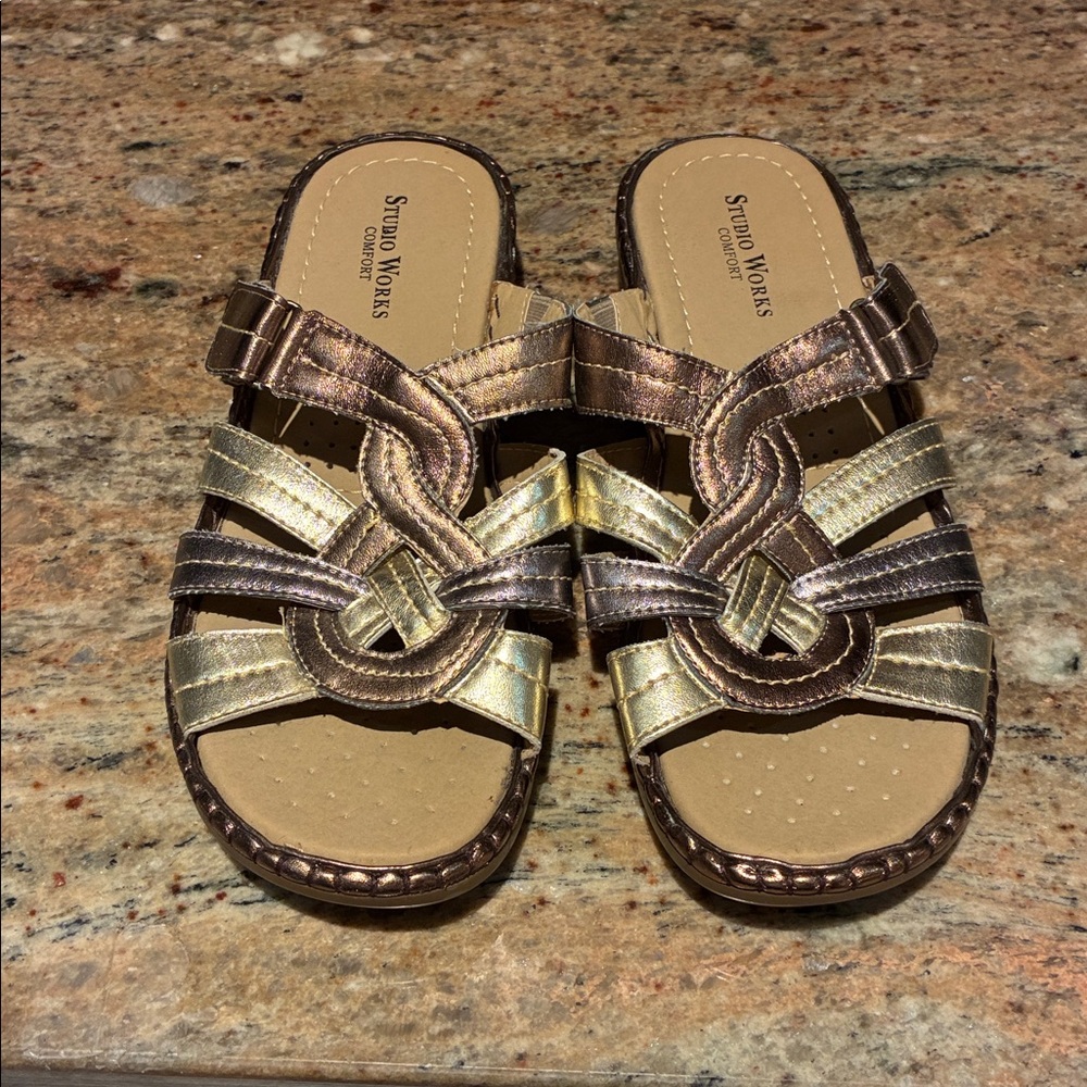 Studio Works Metallic Strappy Sandals-New never worn